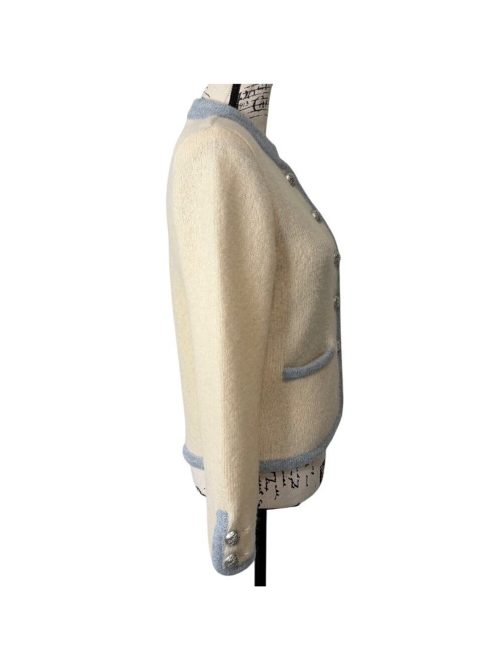 Mirabell Salzburg Womens Size Small 100% New Wool Blazer Cardigan Cream Blue - Picture 3 of 10